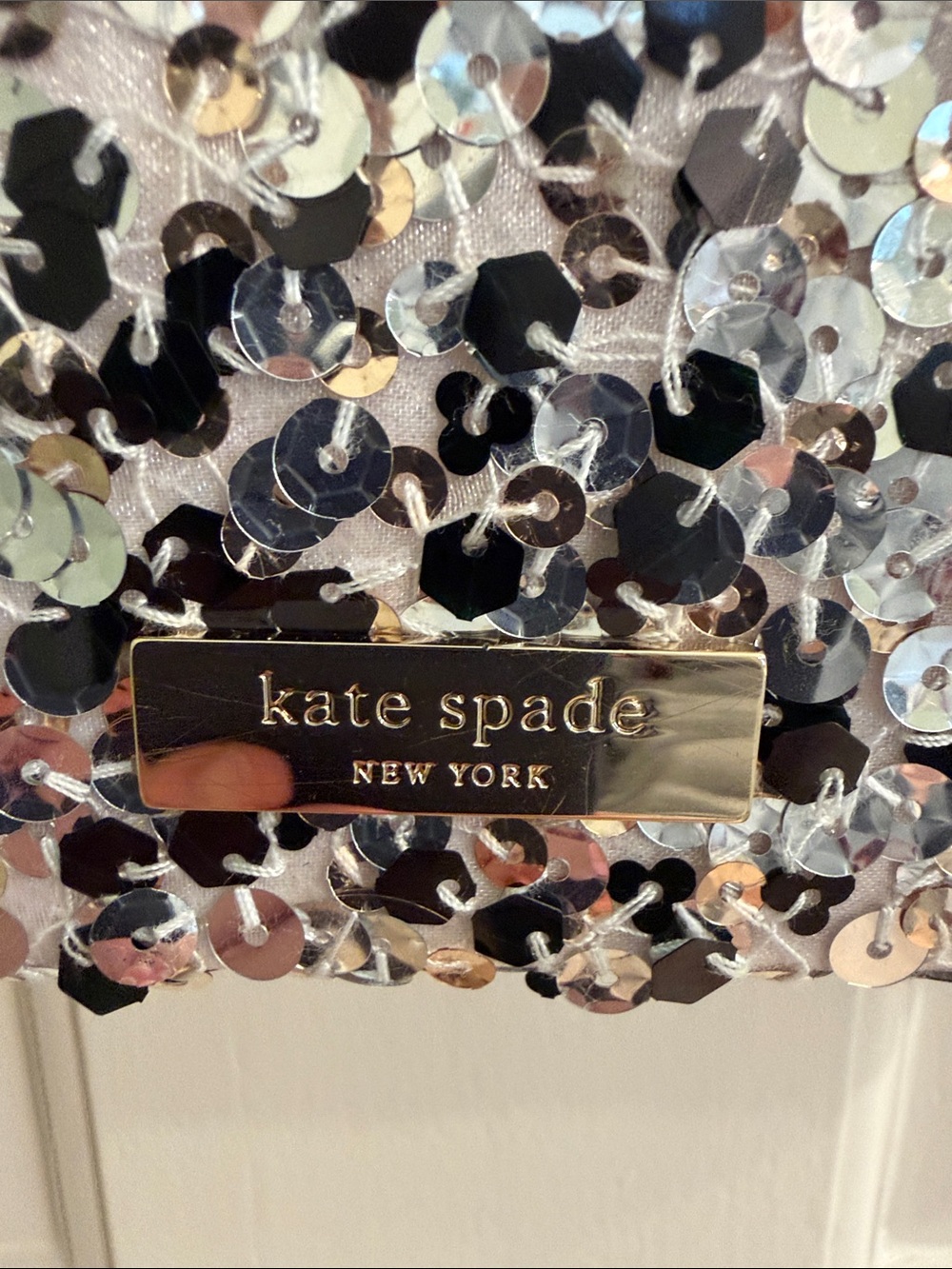 kate spade Silver and Black Sequin Evening Clutch with Chain Strap - Picture 2 of 5